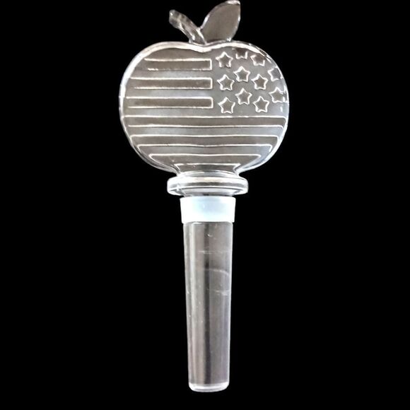 Mikasa Patriotic Crystal Wine Bottle Stopper Apple Stars & Stripes American Flag - Picture 7 of 14